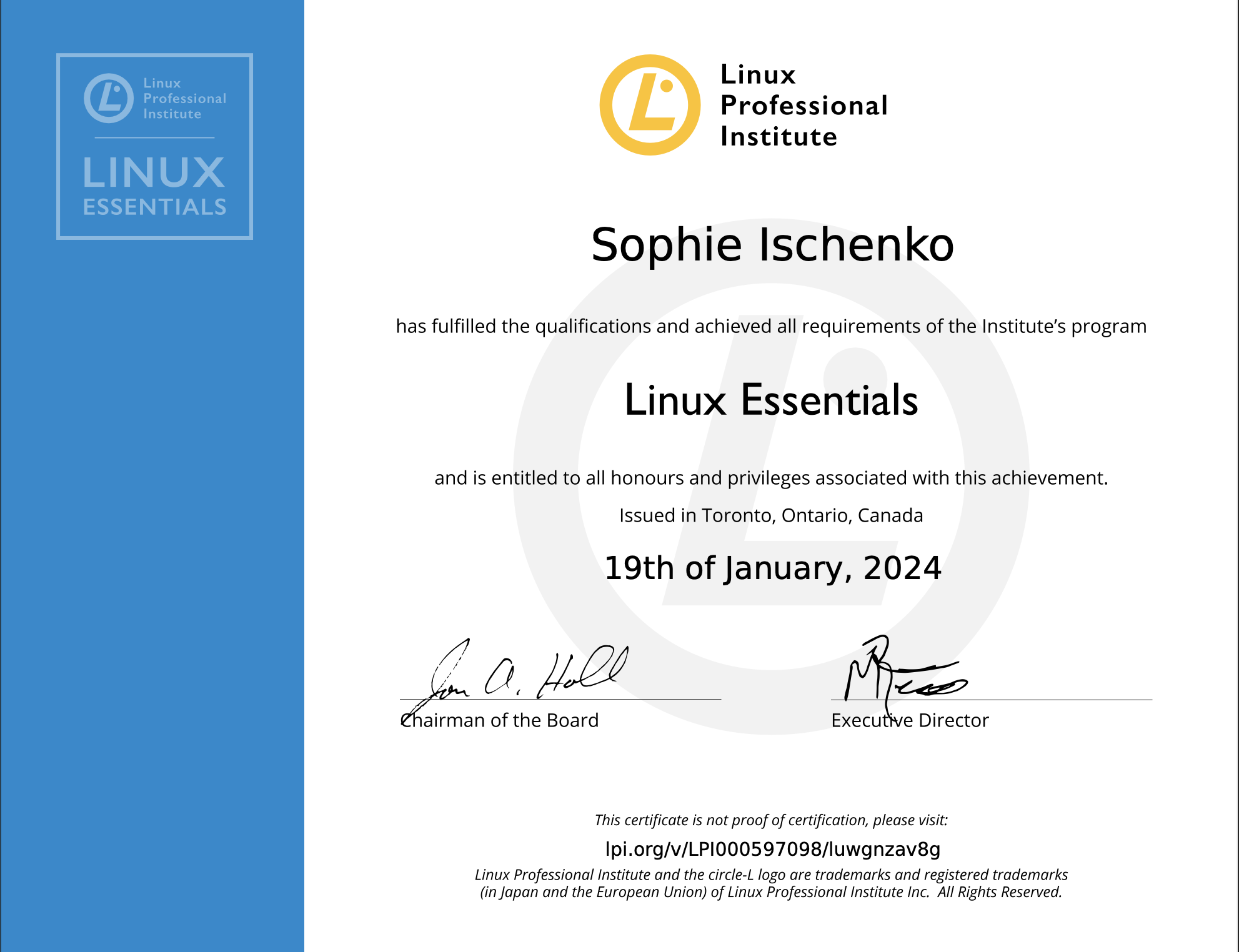 Linux certificate
